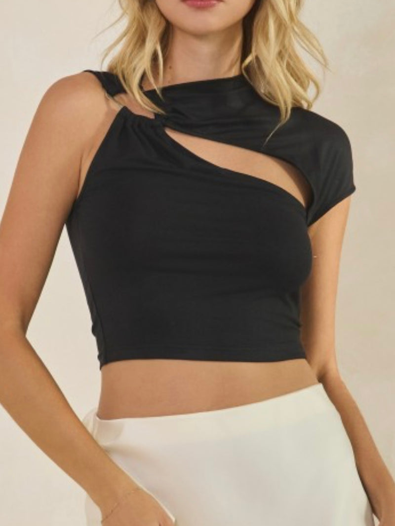Asymmetric Ring Detail Cutout Detail Top