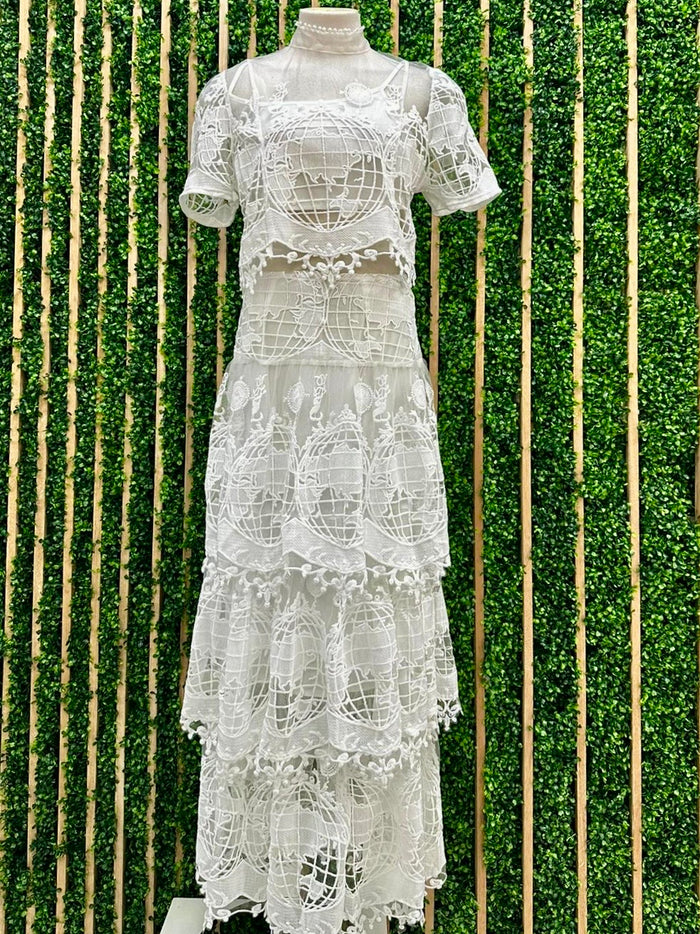 Exquisite White Lace Crop Blouse