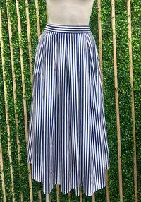 Sorrento Blue Striped Midi Skirt