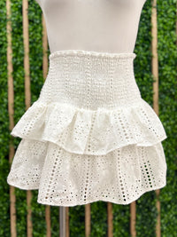 White Eyelet Ruffled Skirt