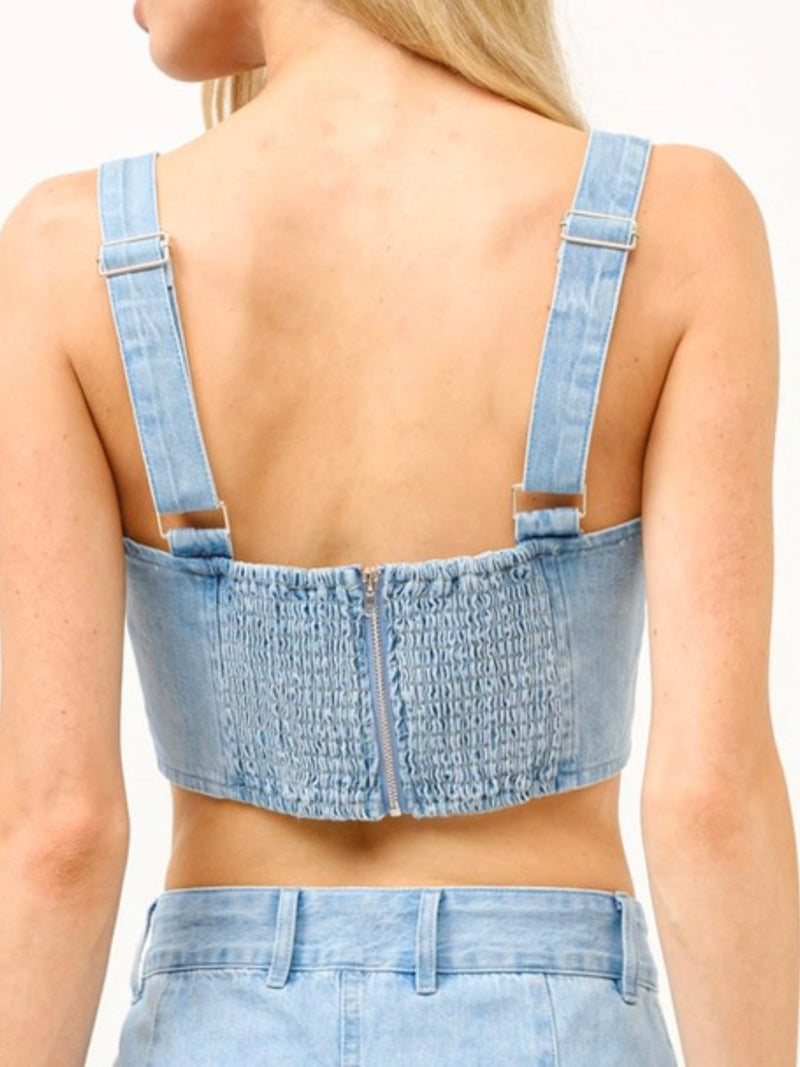 Light Denim Tank Crop Top