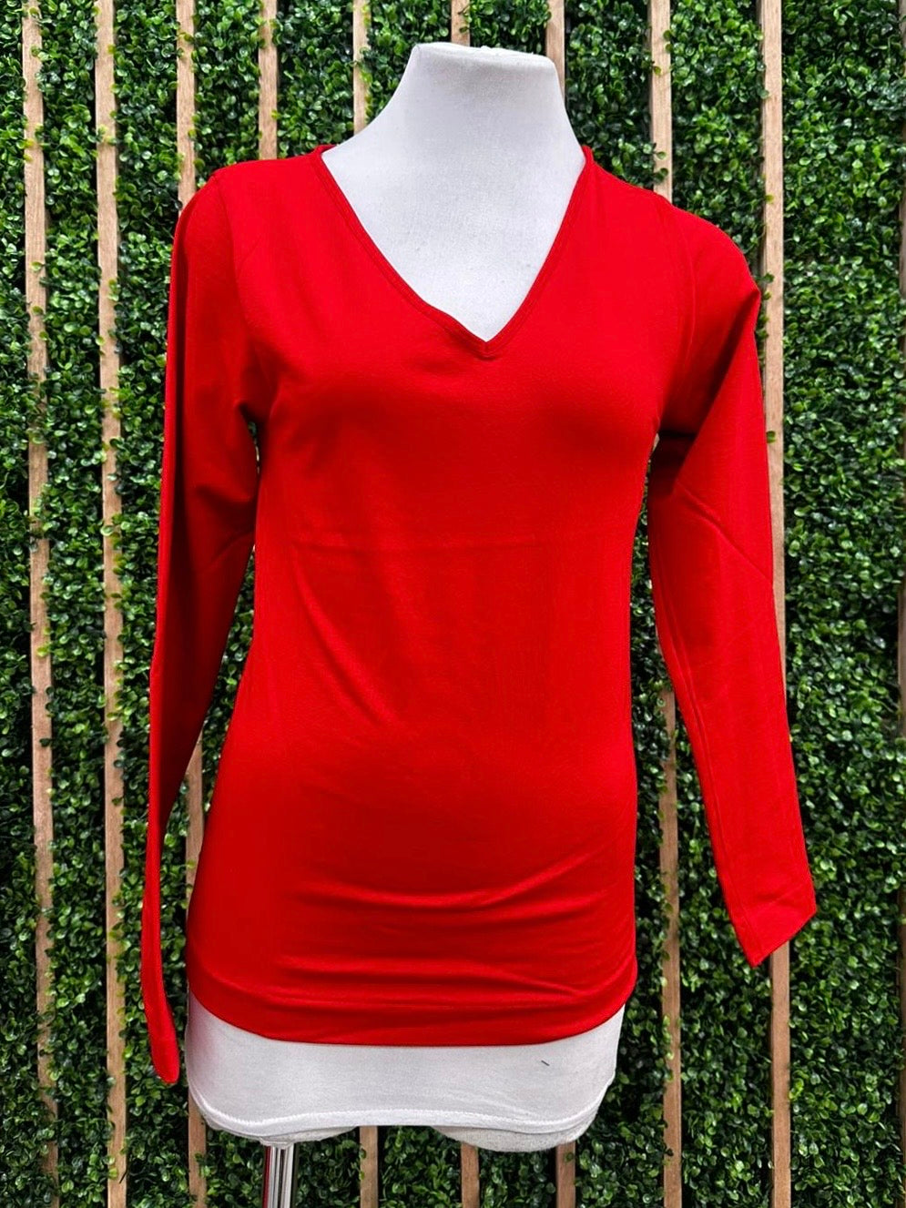 Seamless Fleece Lined V Neck Long Sleeve Top