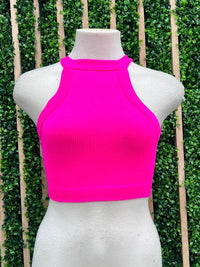 High Neck Ribbed Basic Crop