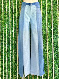 Denim Block Wide Leg Jean