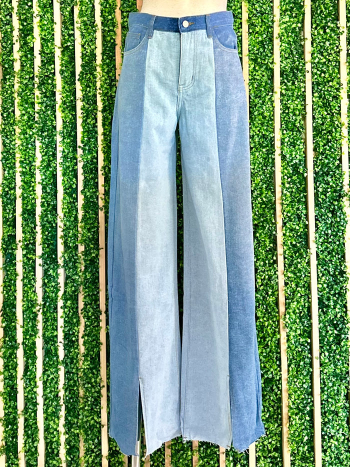 Denim Block Wide Leg Jean
