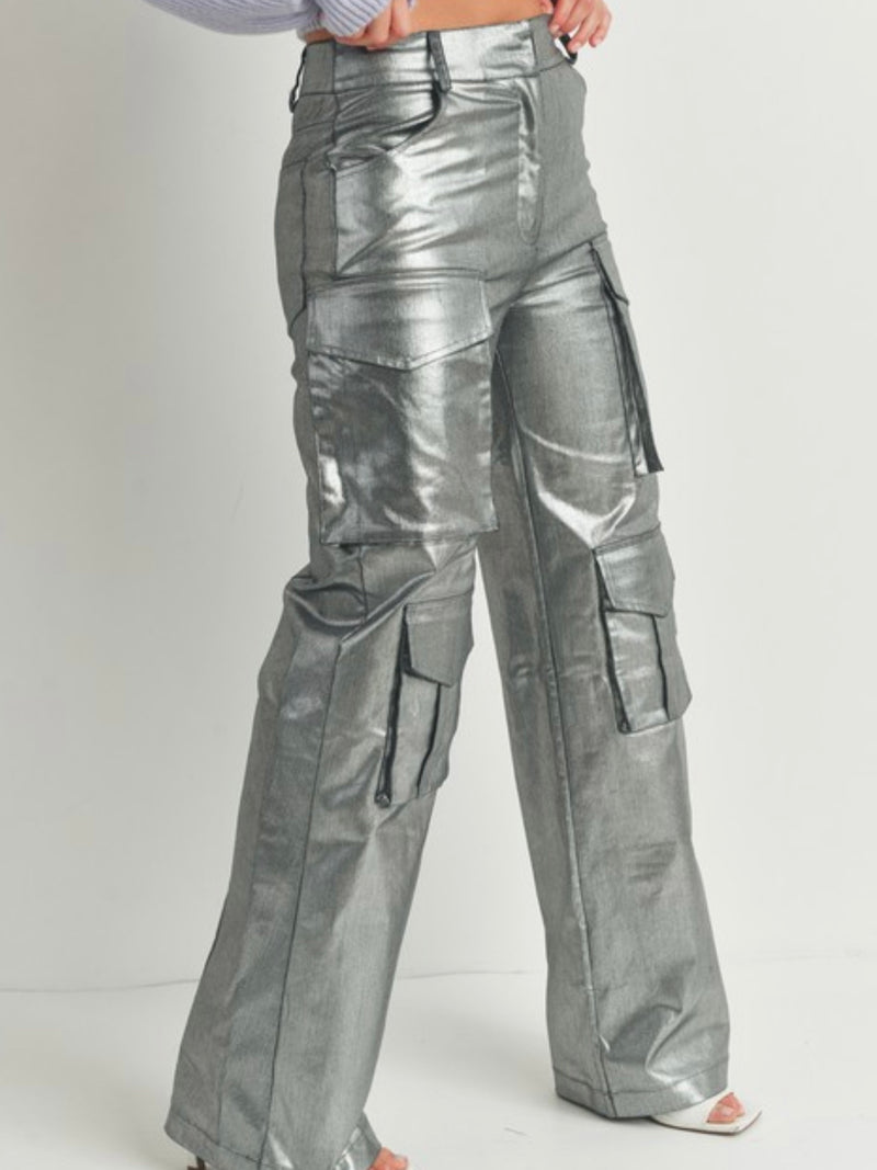 Metallic Finish Cargo Pant