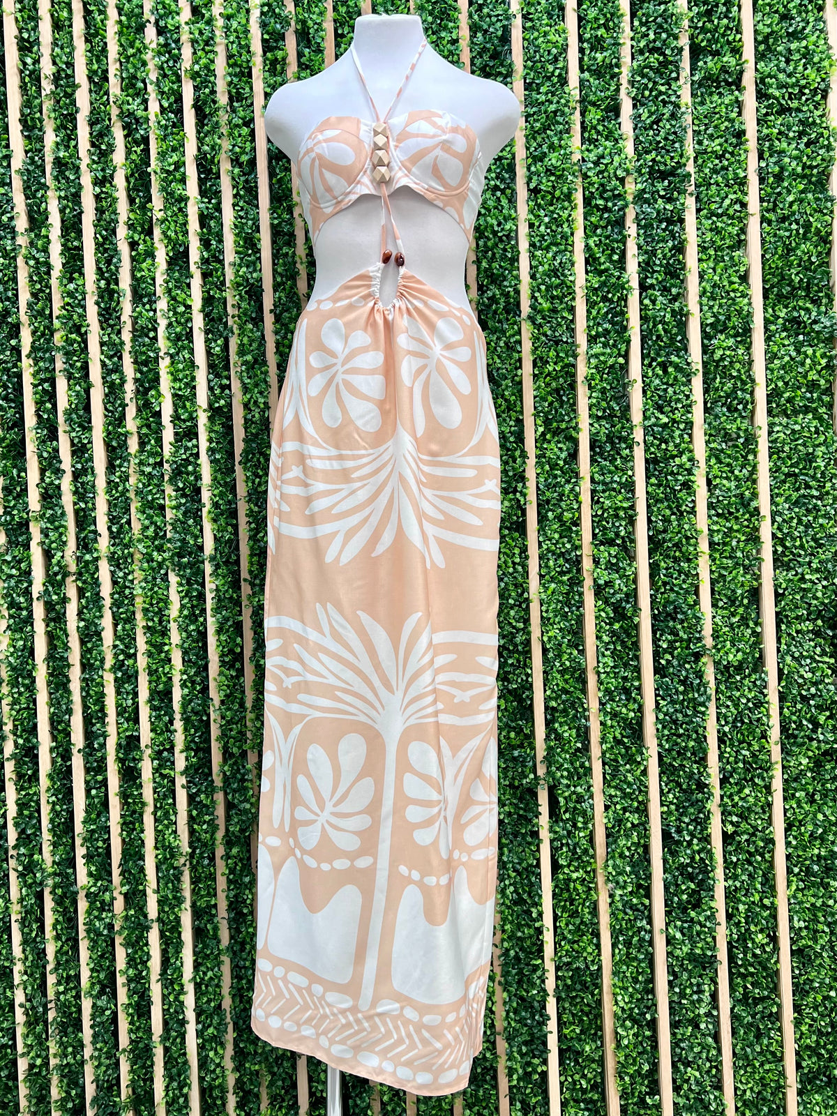 Nude Shell Print Dress Set