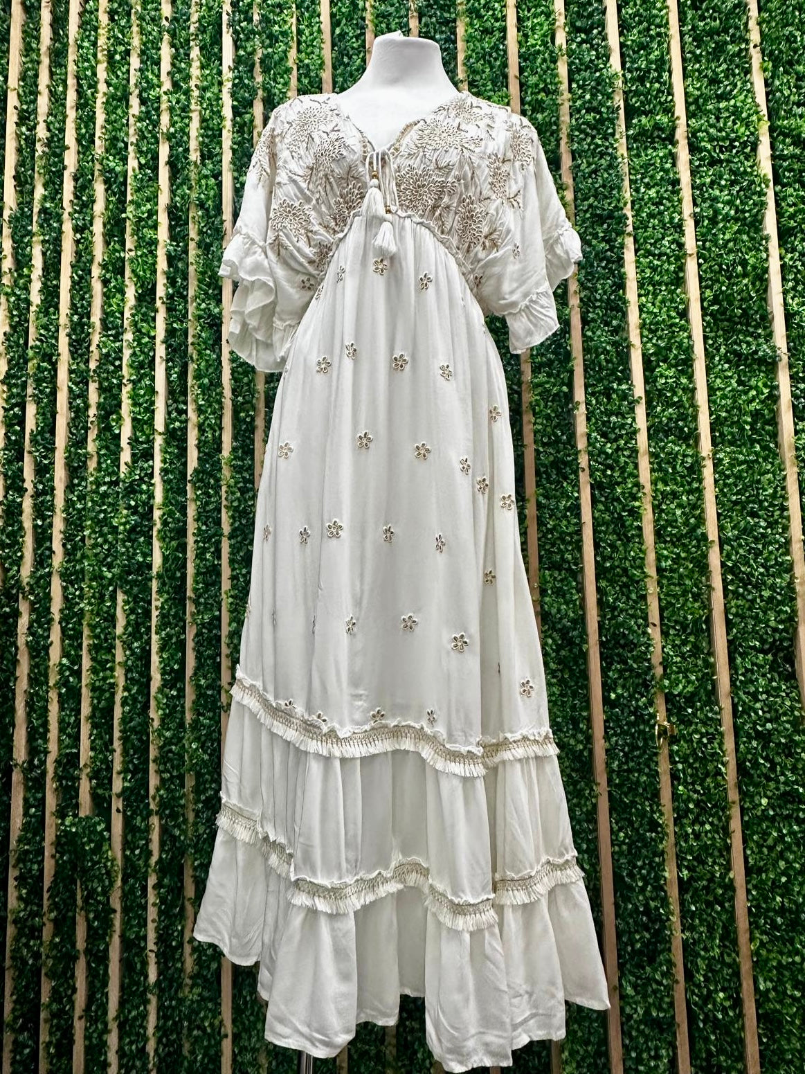 Beautiful Crochet Detail V Neck Kimono Maxi