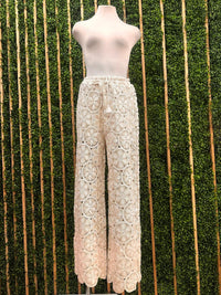 Natural Crochet Wide Leg Pant
