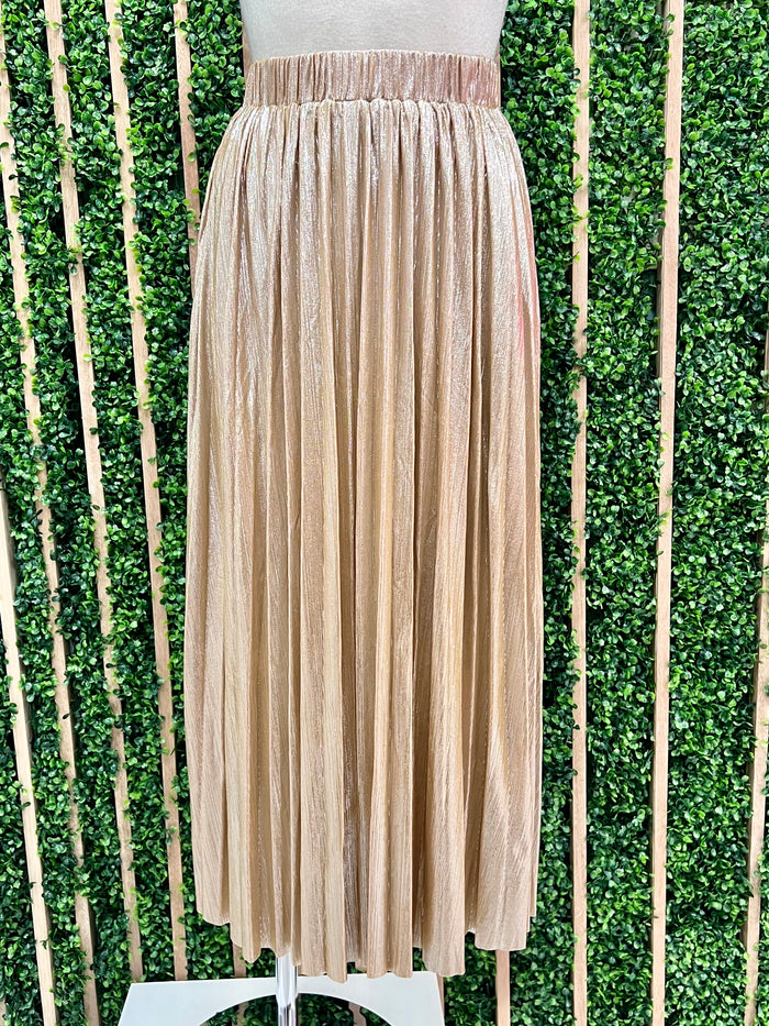 Iridescent Pleated Midi Skirt