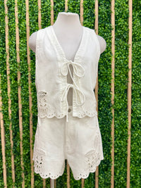Ivory Embroidered Shorts