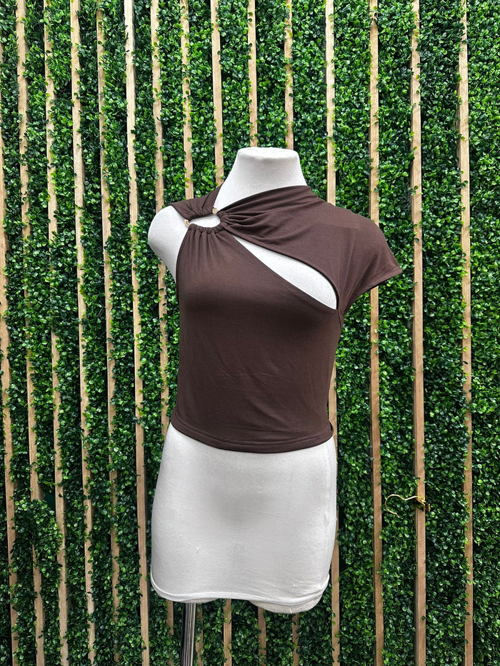 Asymmetric Ring Detail Cutout Detail Top