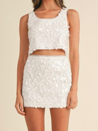 Square Neck White Sequin Crop Top