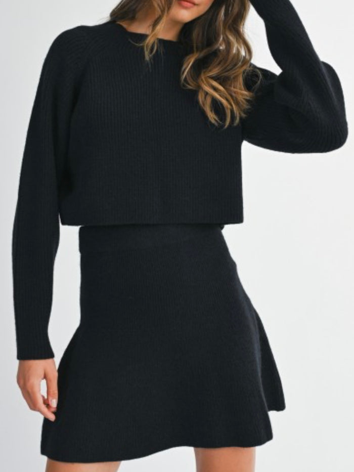Long Sleeve Sweater Short Skirt Set