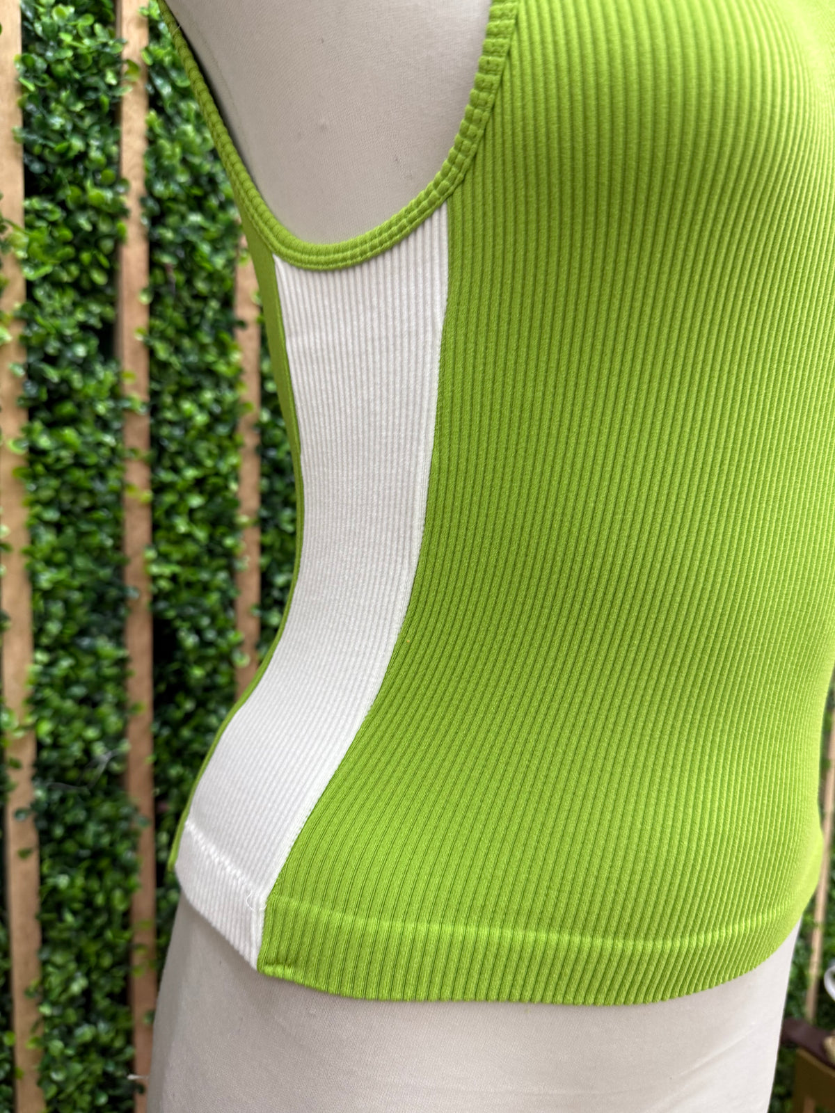 Side Stripe Ribbed One Shoulder Tank Top