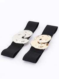 Textured Deco Interlocking Buckle Elastic Belt
