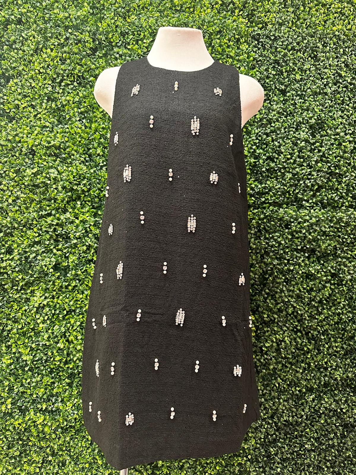 Crystal Embellished Classic Black Short Dress