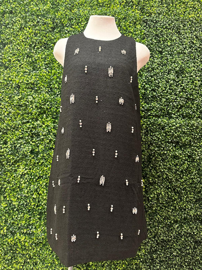 Crystal Embellished Classic Black Short Dress