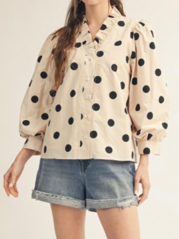 Ruffled Polka Dot Blouse