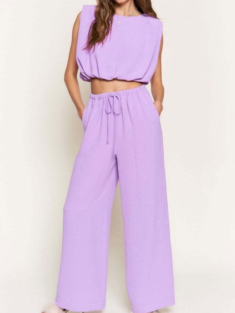 Crinkled Wide Leg Pant