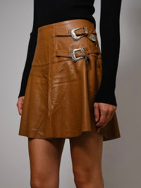 Side Buckle Detail Pleather Short Skirt