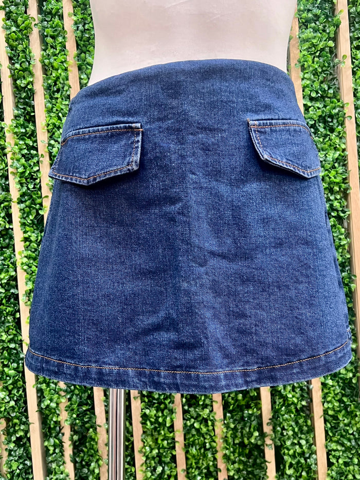 Dark Denim Pocket Detail Skort