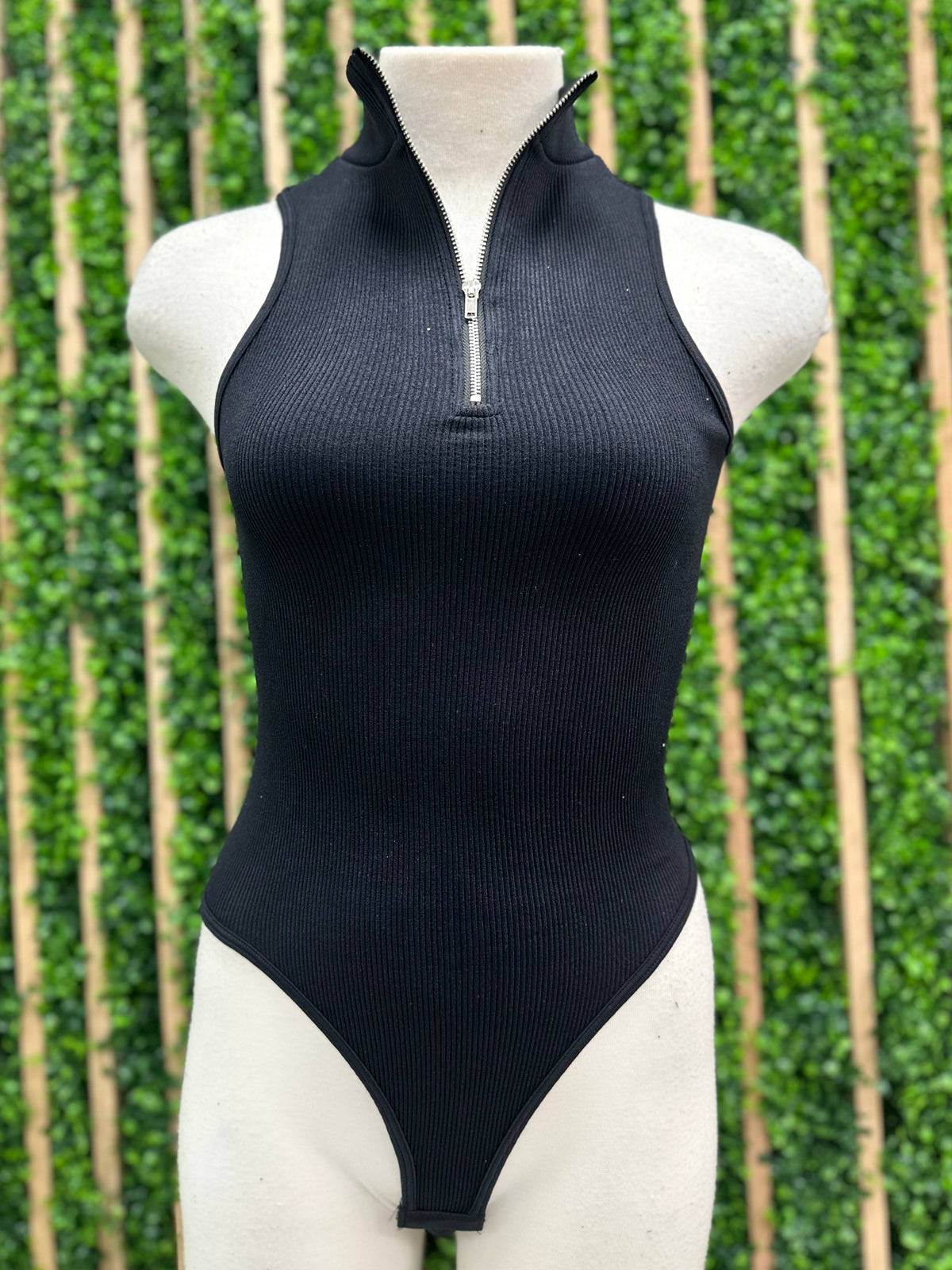 Zip Up Ribbed Tank Bodysuit