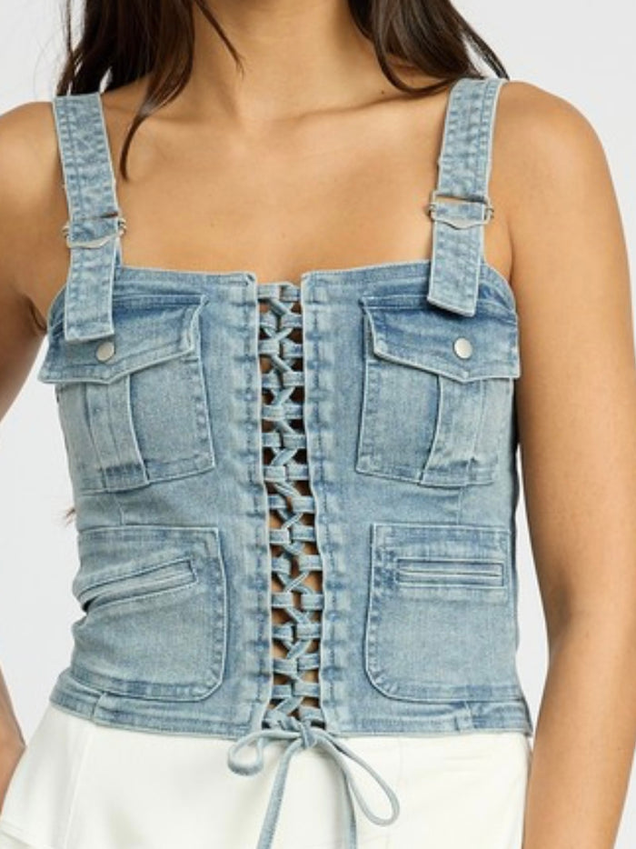 LAce Up Cargo Denim Corset
