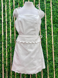 White Scallop Edged Strapless Crop Top