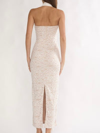 Ivory Romance Lace Halter Midi Dress
