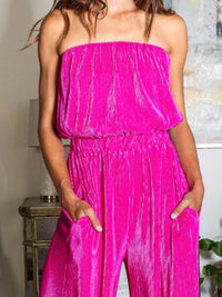 Pleated Strapless Jumpsuit