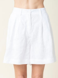 High Waist Linen Bermuda