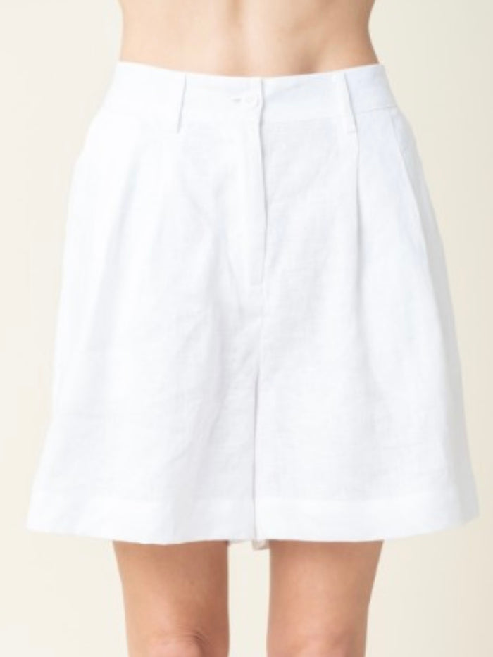 High Waist Linen Bermuda