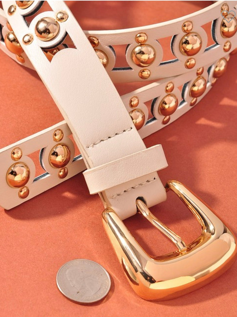 Cutout Studded Pleather Belt