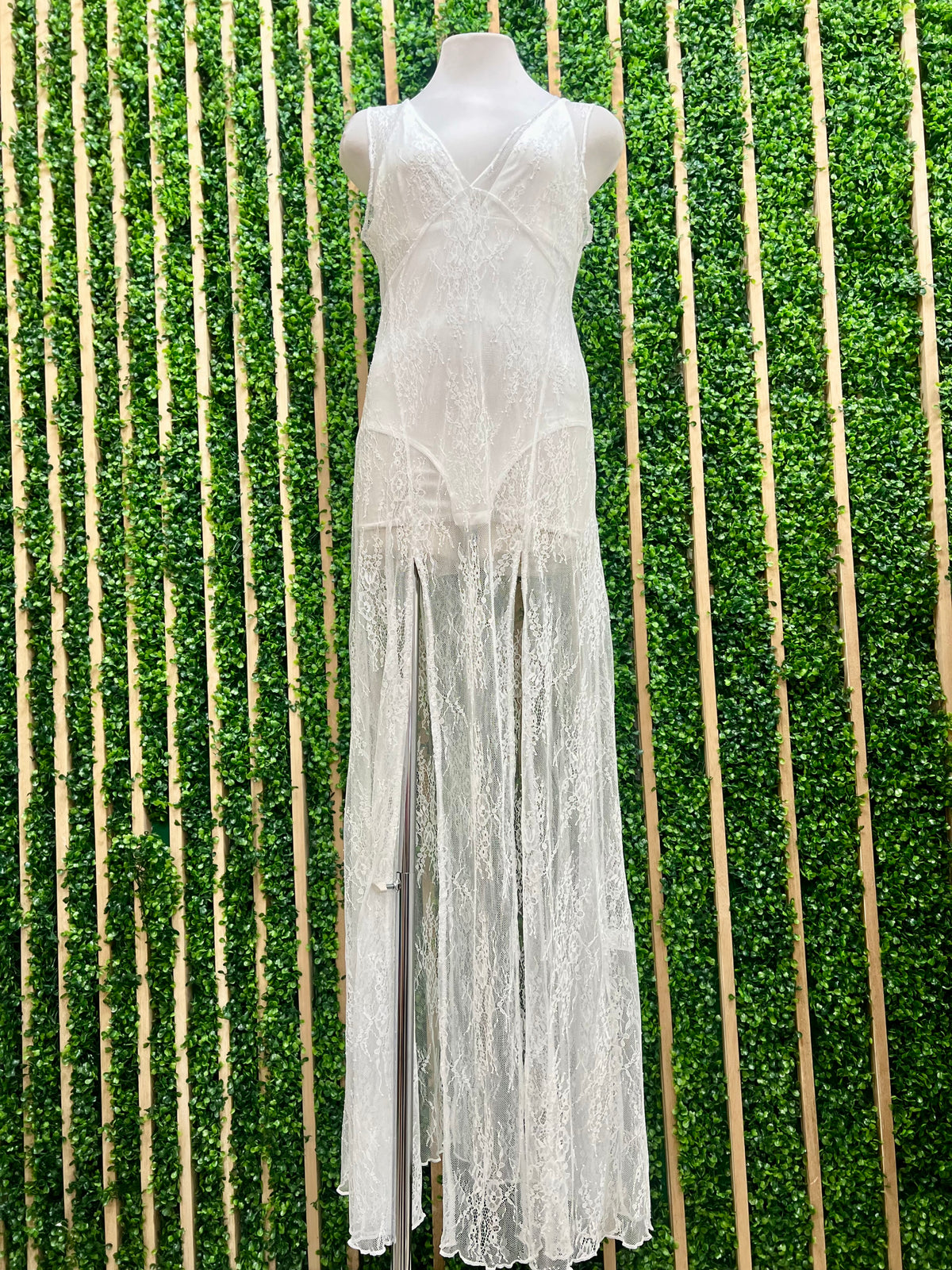 Lace V Neck Bodysuit Dress