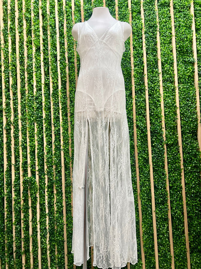 Lace V Neck Bodysuit Dress