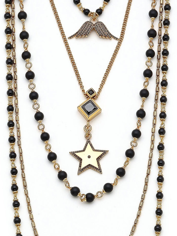 Zenobia Onyx Zircon Multi Layer Necklace