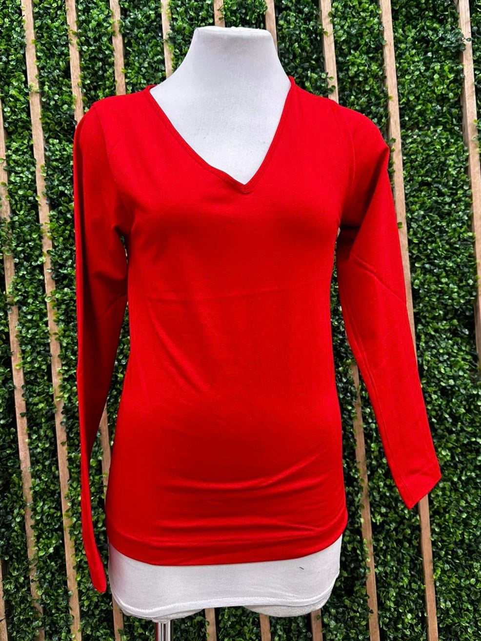 Seamless Fleece Lined V Neck Long Sleeve Top