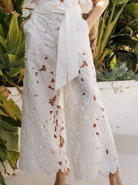 Beautiful White Cutout Floral Lace Pant