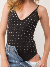 Black Crystal Studded Bodysuit