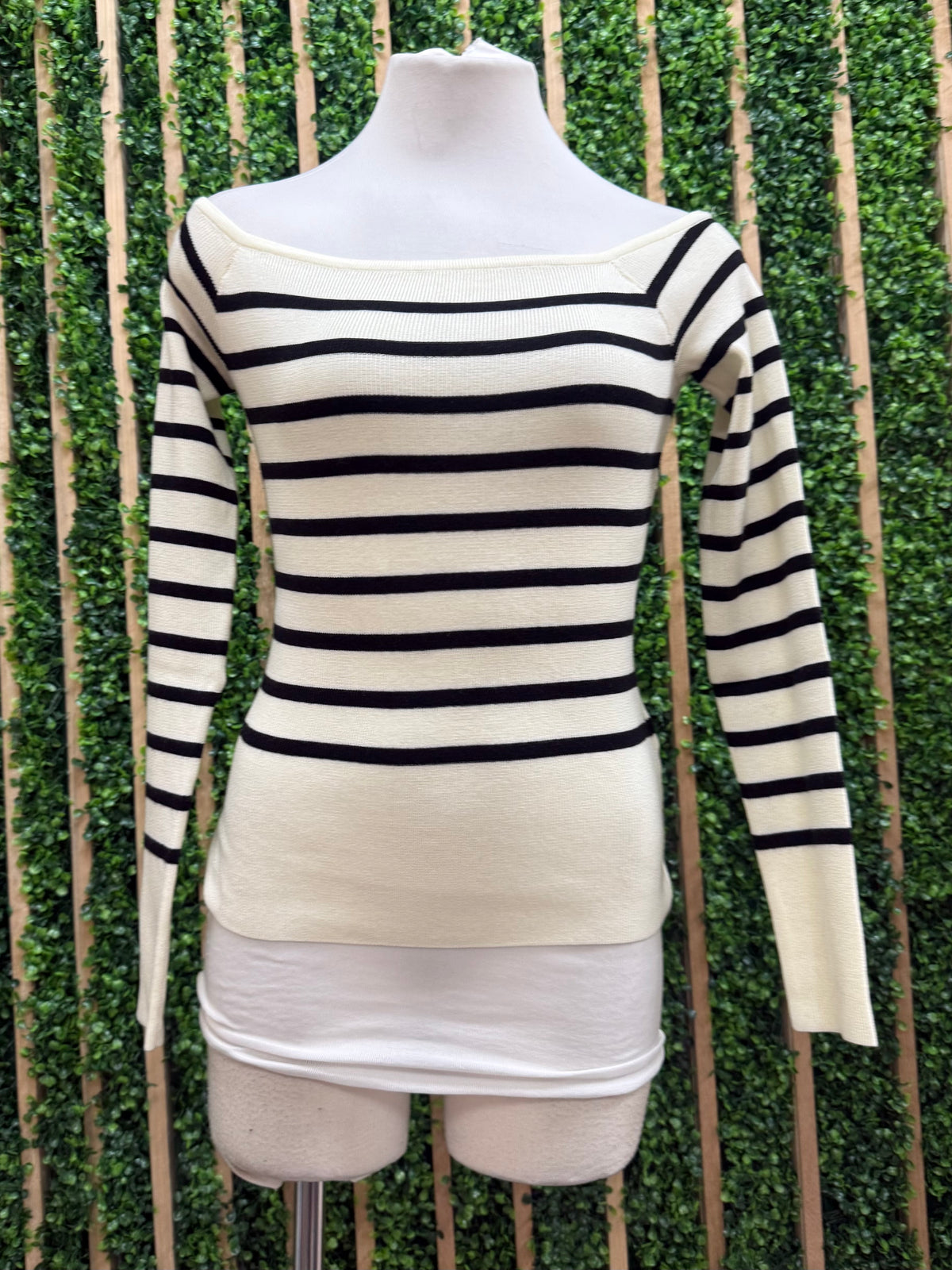 Striped Off Shoulder Knit Top