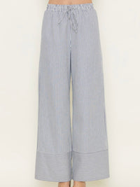 Ivory Navy Striped Wide-Leg Pants