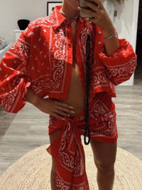 Bandana Print Button-Down Shirt and scarf