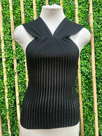 Black Cross Neck Top