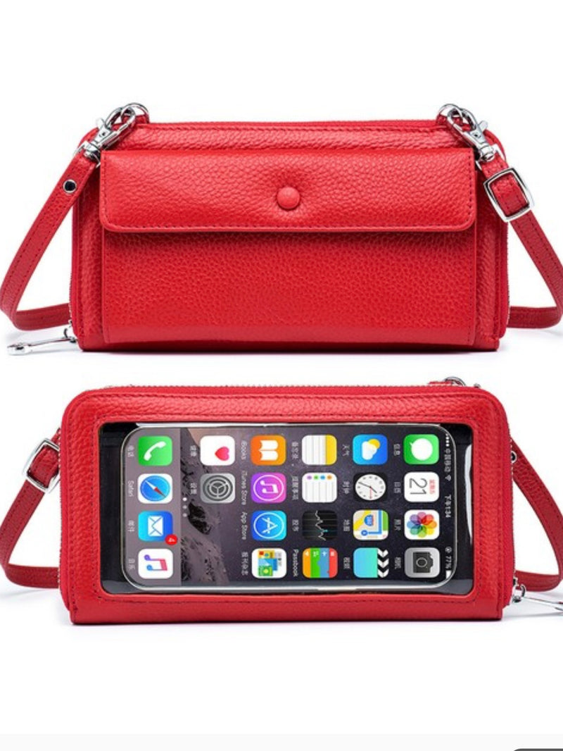 Clear Leather Crossbody Phone Wallet