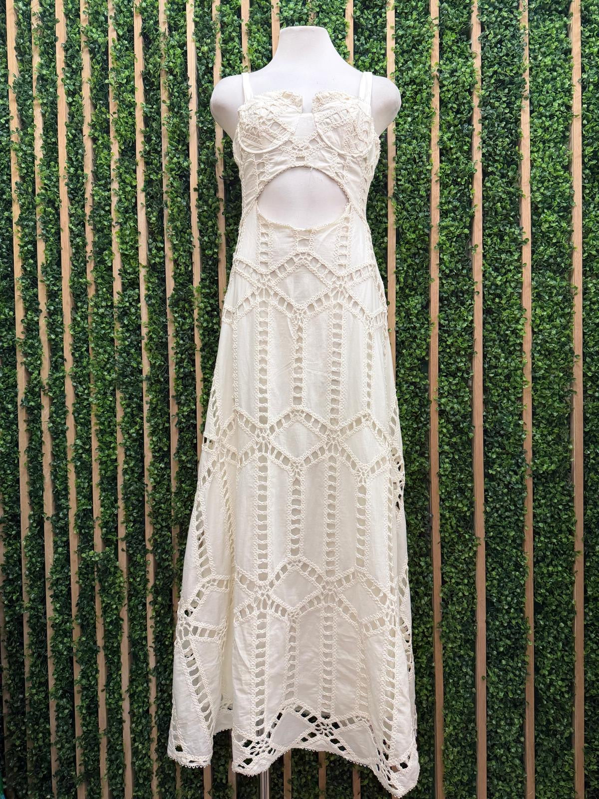 Beautiful Ivory Crochet Cutout Maxi Dress