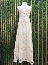Beautiful Ivory Crochet Cutout Maxi Dress