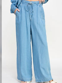 Self Tie Tencel Wide Leg Pant Set