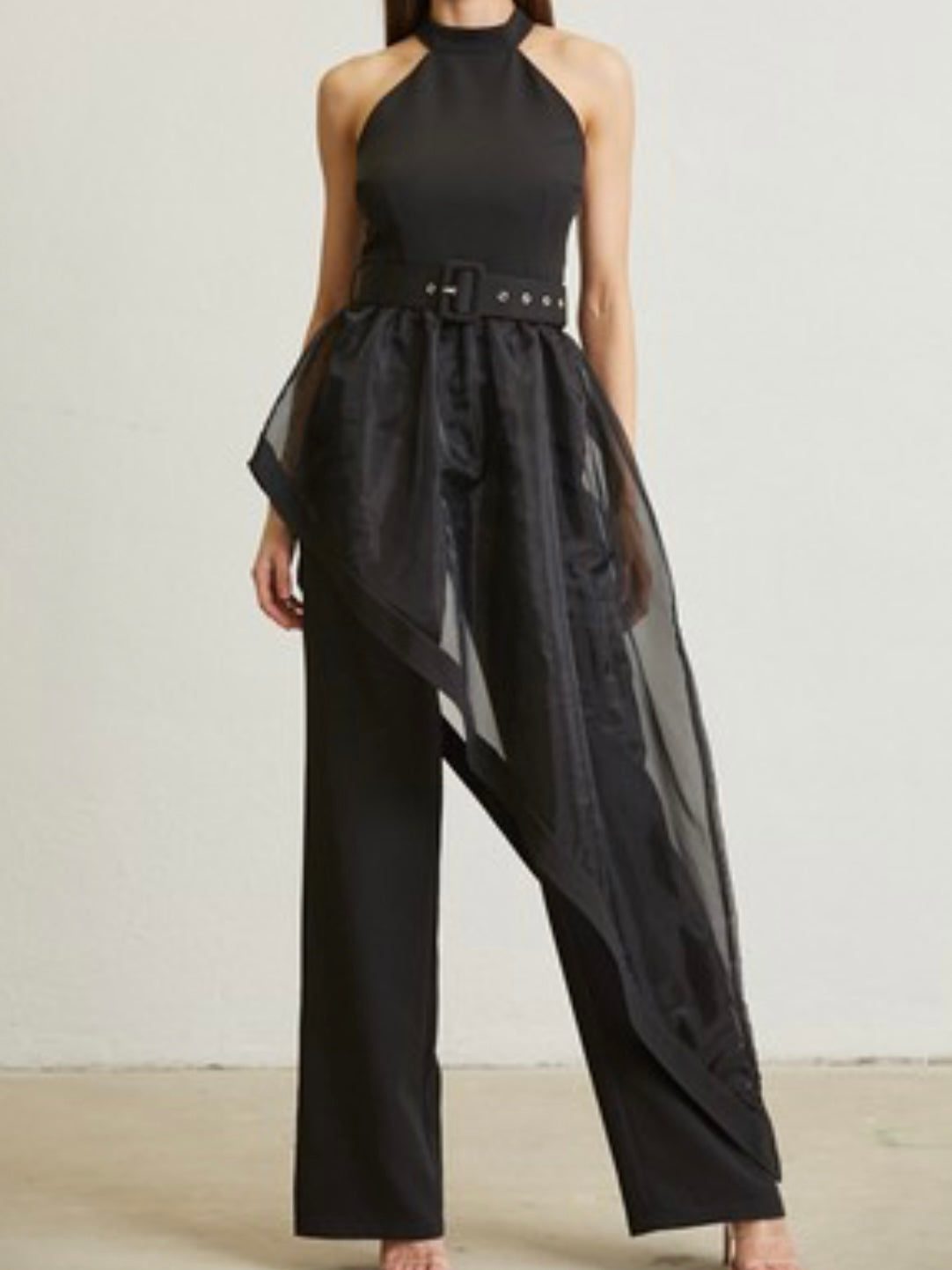 Exquisite Black Asymmetrical Skirt Jumpsuit