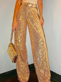 Gold Sequin Wide Leg Pant